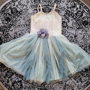 Ivory Blue Gray Sparkle Dance Ballet Dress Kids Child XL CXL